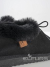 Тапочки женские кожаные с отделкой мехом кролика черного цвета 